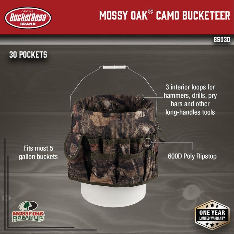 Bucket Boss - Camo Bucketeer Bucket Tool Organizer (Fits 5 Gallon Bucket), Bucket Organization (85030), Mossy Oak Camo - Image 2